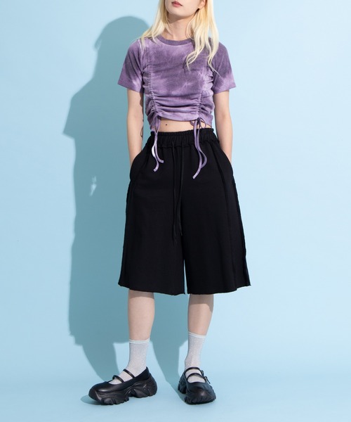 PUNYUS（プニュズ）の「タイダイ柄ドロストトップス（Tシャツ/カットソー・レディース・ブラック/パープル・1/2/3/4）」の7枚目の写真