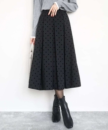 MK MICHEL KLEIN | フロッキードット柄タックスカート/洗える(スカート)