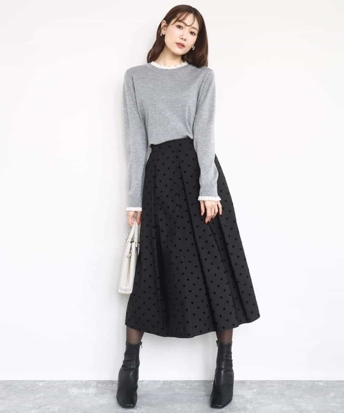 MK MICHEL KLEIN（エムケーミッシェルクラン）の「フロッキードット柄タックスカート/洗える（スカート・レディース・グレー/ブラック・38）」の17枚目の写真