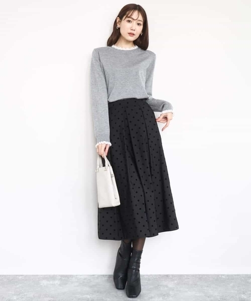 MK MICHEL KLEIN（エムケーミッシェルクラン）の「フロッキードット柄タックスカート/洗える（スカート・レディース・グレー/ブラック・38）」の18枚目の写真
