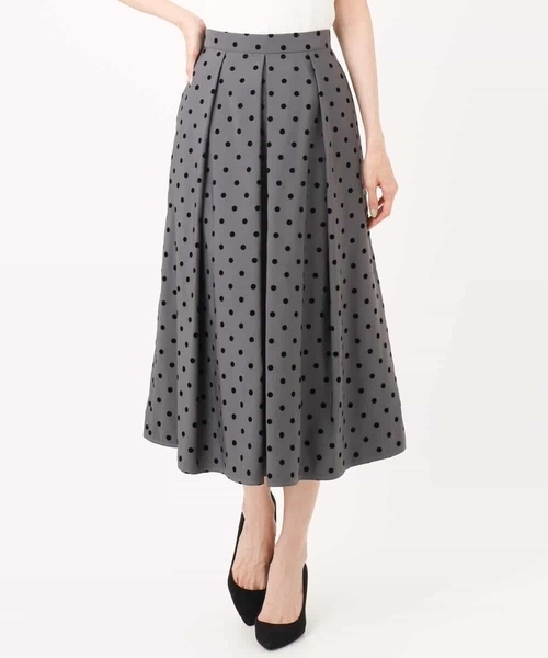 セール】フロッキードット柄タックスカート/洗える（スカート）｜MK