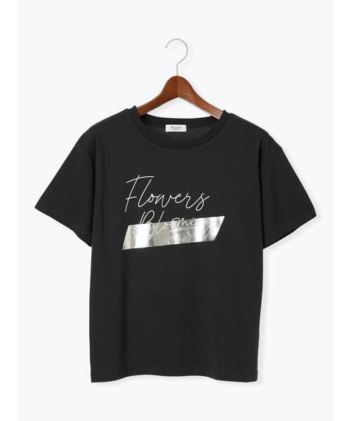 Te chichi TERRASSE（テチチテラス）の「【接触冷感】箔BIGロゴTシャツ（Tシャツ/カットソー・レディース・ベージュ/オフホワイト/チャコールグレー・F）」の2枚目の写真