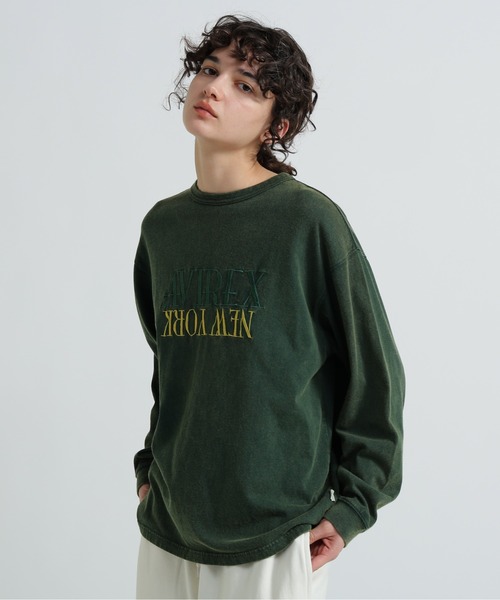AVIREX(アヴィレックス)の「FADED NEW YORK T-SHIRT/フェイドニューヨークTシャツ(Tシャツ/カットソー・レディース・オフホワイト/チャコールグレー/グリーン・F)」の3枚目の写真
