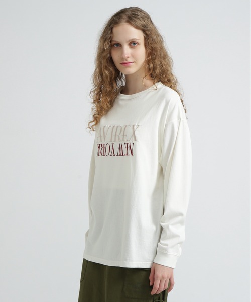 AVIREX(アヴィレックス)の「FADED NEW YORK T-SHIRT/フェイドニューヨークTシャツ(Tシャツ/カットソー・レディース・オフホワイト/チャコールグレー/グリーン・F)」の17枚目の写真