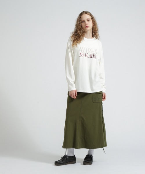 AVIREX(アヴィレックス)の「FADED NEW YORK T-SHIRT/フェイドニューヨークTシャツ(Tシャツ/カットソー・レディース・オフホワイト/チャコールグレー/グリーン・F)」の18枚目の写真