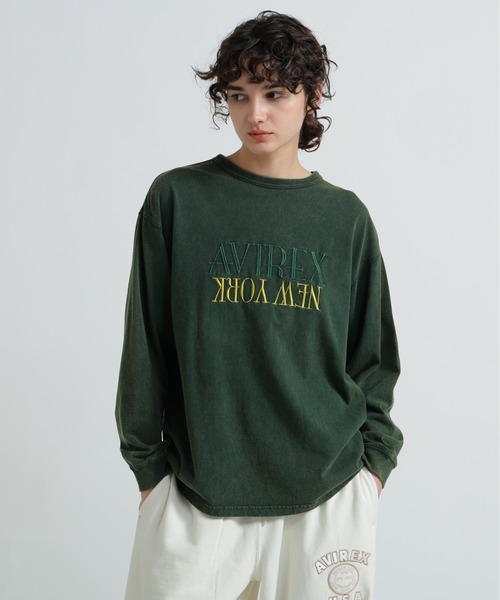AVIREX(アヴィレックス)の「FADED NEW YORK T-SHIRT/フェイドニューヨークTシャツ(Tシャツ/カットソー・レディース・オフホワイト/チャコールグレー/グリーン・F)」の7枚目の写真