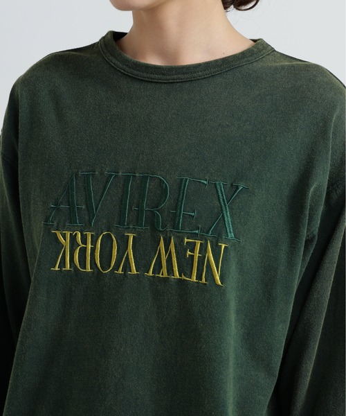 AVIREX(アヴィレックス)の「FADED NEW YORK T-SHIRT/フェイドニューヨークTシャツ(Tシャツ/カットソー・レディース・オフホワイト/チャコールグレー/グリーン・F)」の12枚目の写真