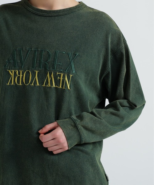 AVIREX(アヴィレックス)の「FADED NEW YORK T-SHIRT/フェイドニューヨークTシャツ(Tシャツ/カットソー・レディース・オフホワイト/チャコールグレー/グリーン・F)」の13枚目の写真