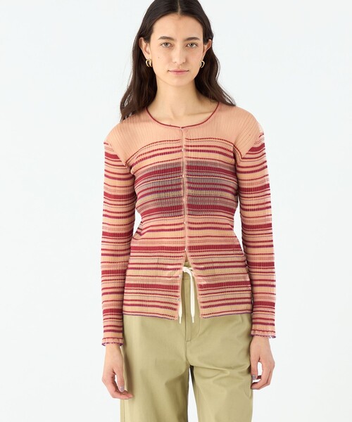 MACPHEE(マカフィー)の「シアーボーダー クルーネックカーディガン(カーディガン/ボレロ・レディース・レッド系その他・S)」の9枚目の写真