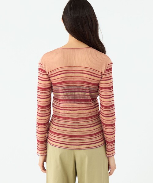 MACPHEE(マカフィー)の「シアーボーダー クルーネックカーディガン(カーディガン/ボレロ・レディース・レッド系その他・S)」の7枚目の写真