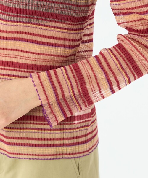 MACPHEE(マカフィー)の「シアーボーダー クルーネックカーディガン(カーディガン/ボレロ・レディース・レッド系その他・S)」の5枚目の写真