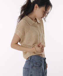 mesh knit polo / メッシュニットポロ