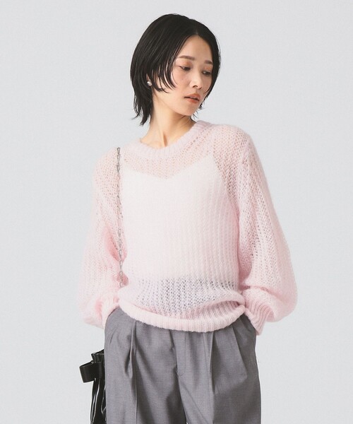 Ray BEAMS(レイビームス)の「モヘヤ タッチ シアー クルーネック ニット(ニット/セーター・レディース・サックスブルー/ピンク・ONE SIZE)」の1枚目の写真