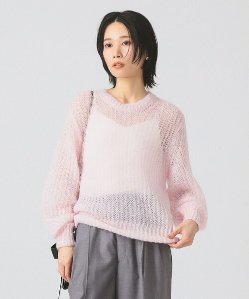 Ray BEAMS(レイビームス)の「モヘヤ タッチ シアー クルーネック ニット(ニット/セーター・レディース・サックスブルー/ピンク・ONE SIZE)」の5枚目の写真