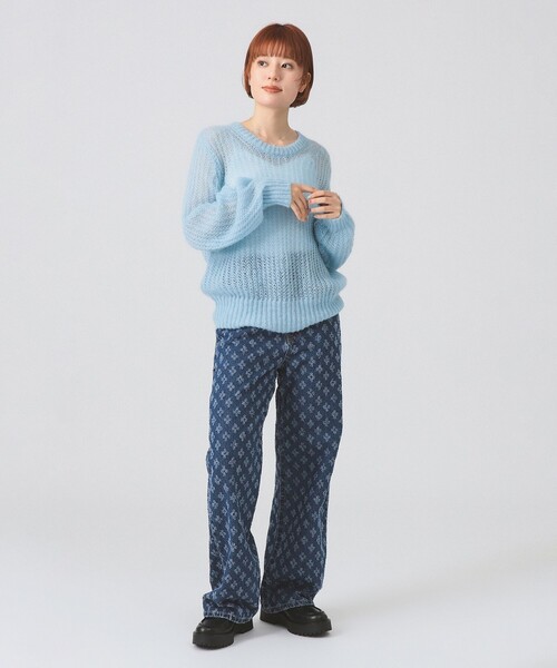 Ray BEAMS(レイビームス)の「モヘヤ タッチ シアー クルーネック ニット(ニット/セーター・レディース・サックスブルー/ピンク・ONE SIZE)」の7枚目の写真