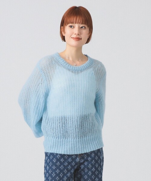 Ray BEAMS(レイビームス)の「モヘヤ タッチ シアー クルーネック ニット(ニット/セーター・レディース・サックスブルー/ピンク・ONE SIZE)」の10枚目の写真