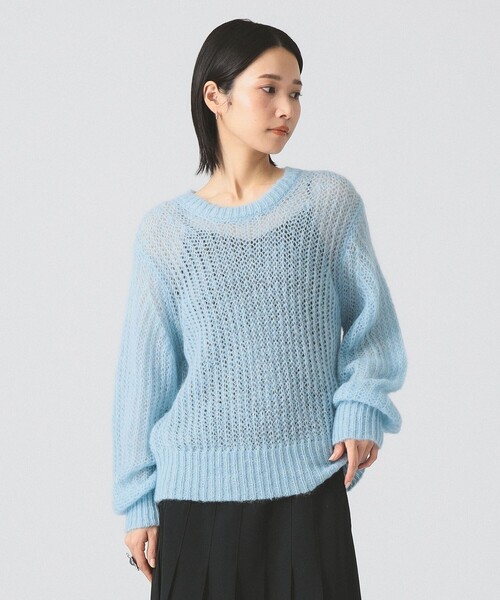 53900円　ATON モヘヤ クルーネック ニットグレー セーター シアー畦2 53900円 ATON モヘヤ クルーネック ニットグレー セーター シアー畦2