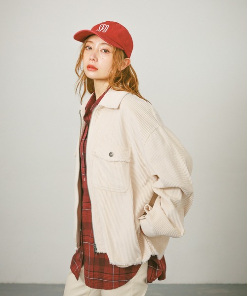 BAYFLOW（ベイフロー）の「フェードコーデュロイジャケット（ブルゾン・レディース・オフホワイト/ネイビー/ピンク・FREE）」の2枚目の写真