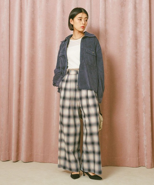 BAYFLOW（ベイフロー）の「フェードコーデュロイジャケット（ブルゾン・レディース・オフホワイト/ネイビー/ピンク・FREE）」の5枚目の写真