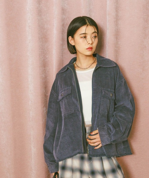 BAYFLOW（ベイフロー）の「フェードコーデュロイジャケット（ブルゾン・レディース・オフホワイト/ネイビー/ピンク・FREE）」の7枚目の写真