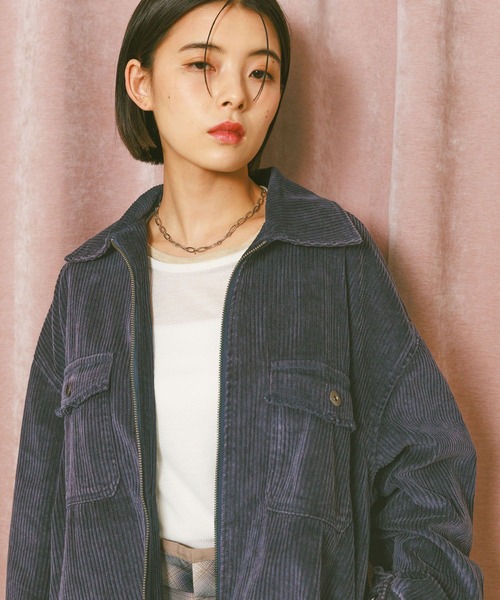 BAYFLOW（ベイフロー）の「フェードコーデュロイジャケット（ブルゾン・レディース・オフホワイト/ネイビー/ピンク・FREE）」の9枚目の写真