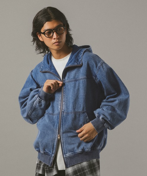 セール】デニムワークフードジャケット【セットアップ対応】（ブルゾン