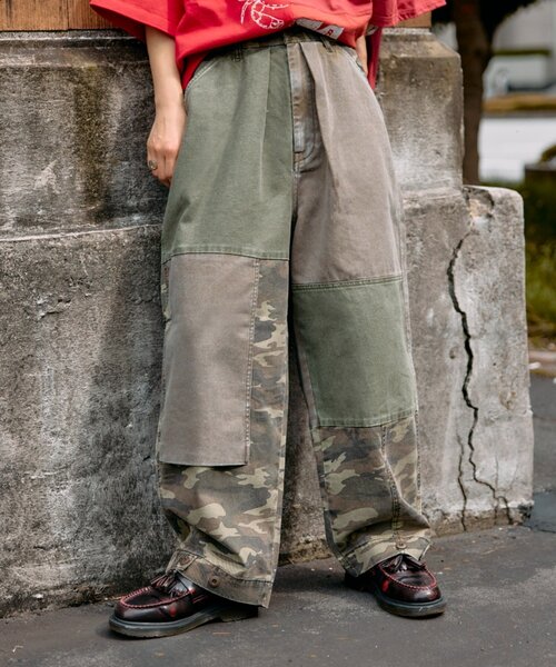 etsinta（エシンタ）の「【etsinta／エシンタ】リメイク切り替えミリタリーパンツ（その他パンツ・レディース・カーキ/ブラウン・ONE SIZE）」の2枚目の写真