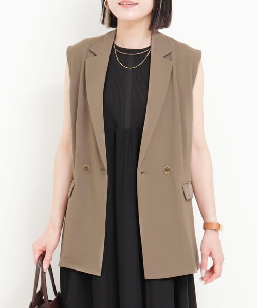 MICO COULIER(ミコクリエ)の「《セットアップ対応》ハイストレッチカルゼワッシャージレジャケット(テーラードジャケット・レディース・キャメル/ネイビー・38)」の22枚目の写真