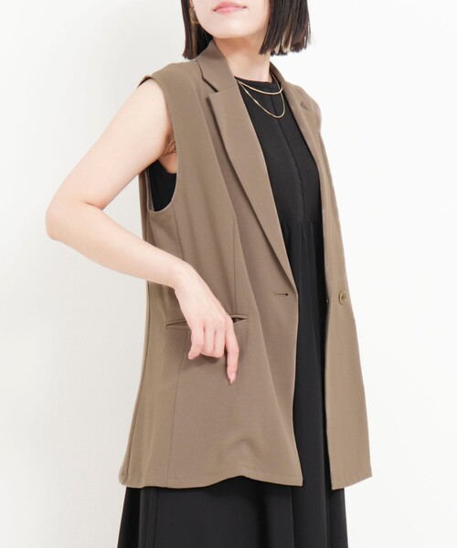 MICO COULIER(ミコクリエ)の「《セットアップ対応》ハイストレッチカルゼワッシャージレジャケット(テーラードジャケット・レディース・キャメル/ネイビー・38)」の20枚目の写真