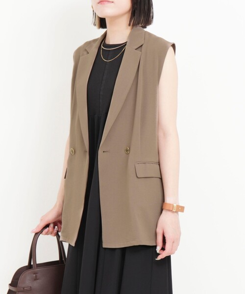 MICO COULIER(ミコクリエ)の「《セットアップ対応》ハイストレッチカルゼワッシャージレジャケット(テーラードジャケット・レディース・キャメル/ネイビー・38)」の18枚目の写真