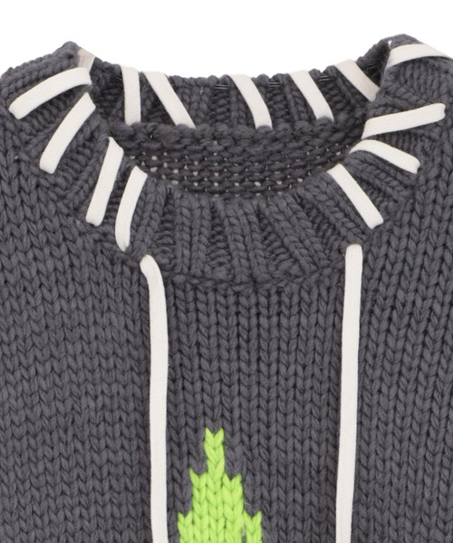 kotohayokozawa（コトハヨコザワ）の「【kotohayokozawa】LACE-UP LOWGAGE KNIT PULLOVER（ニット/セーター・レディース・サックスブルー/チャコールグレー/ホワイト・FREE）」の5枚目の写真