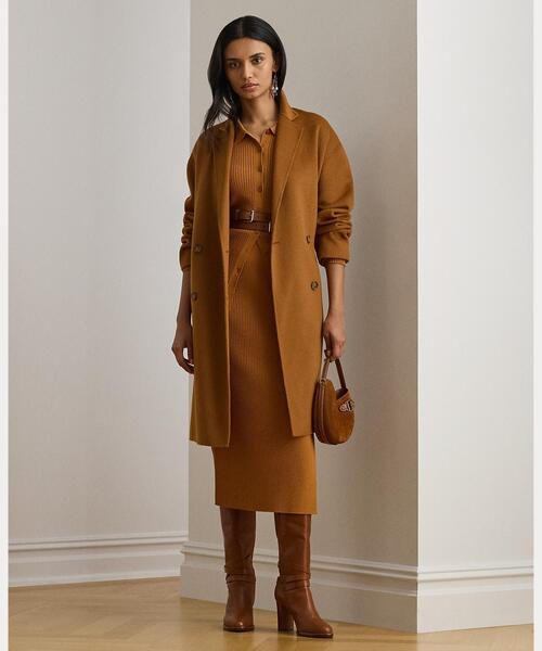 セール】ダブルブレステッド ウールブレンド コクーン コート