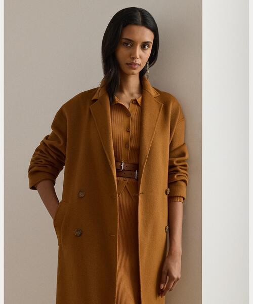セール】ダブルブレステッド ウールブレンド コクーン コート