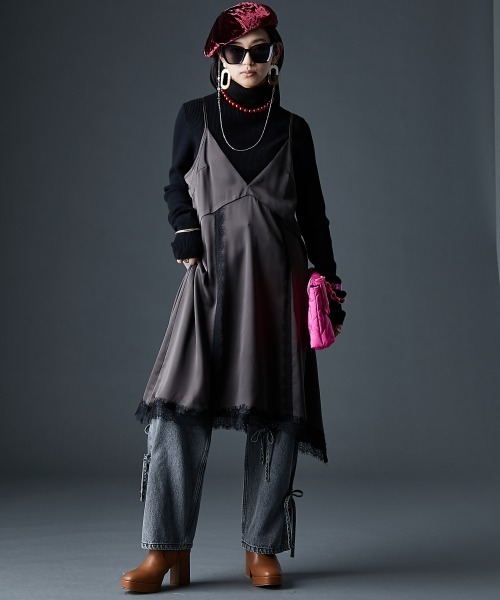 GEVS.(ジェイヴィス)の「サテンキャミソールワンピース<大きいサイズ有>GEVS.(ワンピース・レディース・ブラック/ブラウン・5L/4L/3L/LL/L/M)」の9枚目の写真