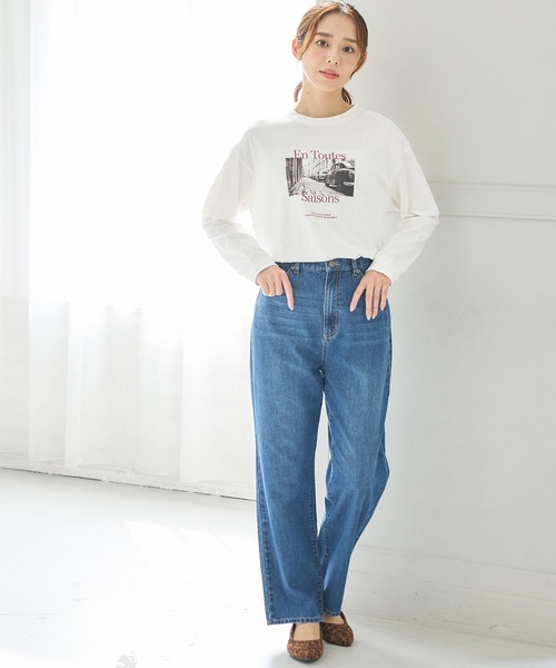 Honeys(ハニーズ)の「フォトプリントTシャツ(Tシャツ/カットソー・レディース・スミクロ/モカ/ホワイト×レッド/ホワイト×ブルー/グレイッシュブルー・L/LL/M/S)」の16枚目の写真