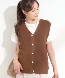DRESKIP | 【S-LL】ゴールドボタンが上品 大人のニットベスト(ベスト)