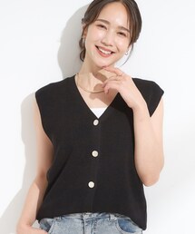 DRESKIP | 【S-LL】ゴールドボタンが上品 大人のニットベスト(ベスト)