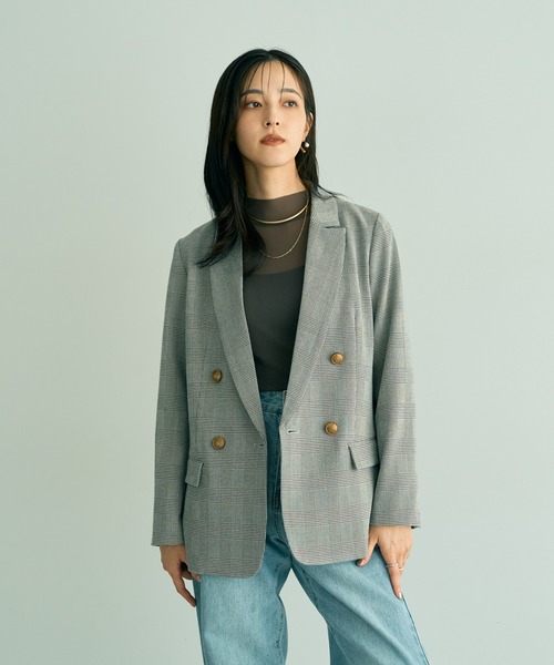 YECCA VECCA（イェッカヴェッカ）の「金釦テーラードジャケット（テーラードジャケット・レディース・ホワイト系その他7/ブラウン系その他4/ネイビー・FREE）」の5枚目の写真