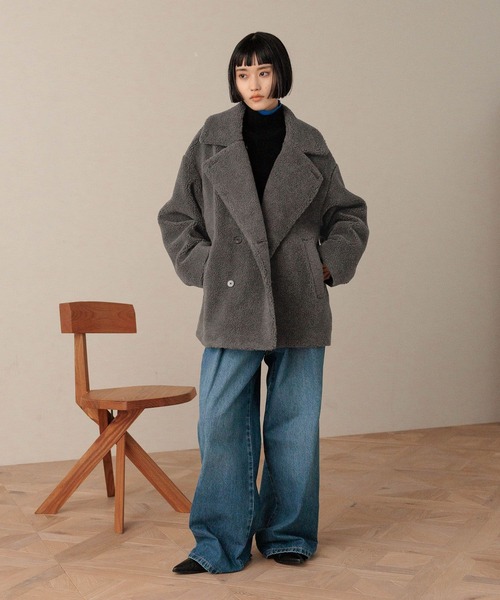 LOWRYS FARM（ローリーズファーム）の「２ＷＡＹエリボアコート 492762（その他アウター・レディース・アイボリー/チャコールグレー/ブルー/ブラウン・FREE）」の6枚目の写真