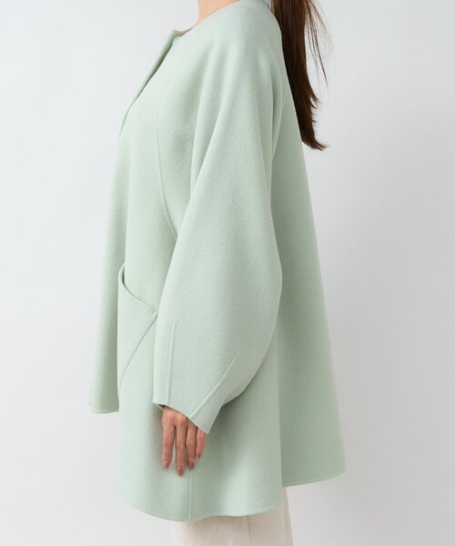 La boutique BonBon(ラブティックボンボン)の「【今すぐお届け!・miki監修カラーあり】ライトラグランフレアコート(ノーカラーコート・レディース・ピンク/ミント/グレイッシュベージュ/ネイビー・FREE)」の21枚目の写真