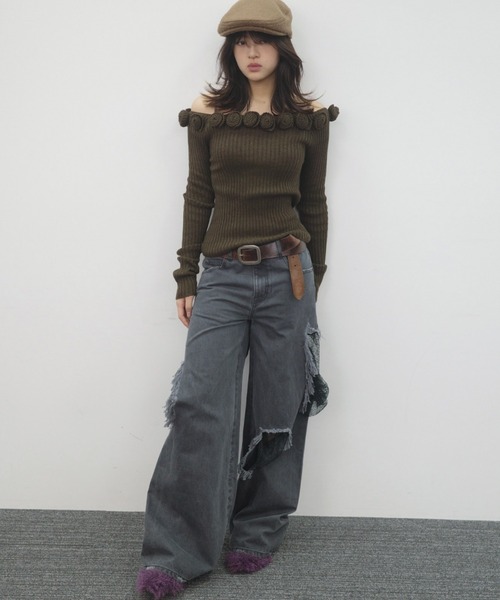 igi(イジ)の「ROSIE HUG KNIT / ローズニットトップス(ニット/セーター・レディース・ライトグリーン/ピンク/ブラウン・FREE)」の18枚目の写真