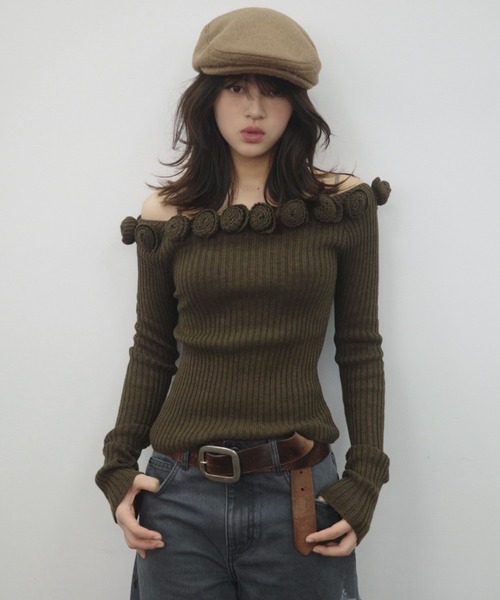 igi(イジ)の「ROSIE HUG KNIT / ローズニットトップス(ニット/セーター・レディース・ライトグリーン/ピンク/ブラウン・FREE)」の19枚目の写真