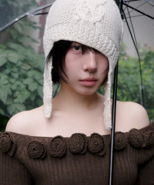 igi(イジ)の「ROSIE HUG KNIT / ローズニットトップス(ニット/セーター・レディース・ライトグリーン/ピンク/ブラウン・FREE)」の6枚目の写真