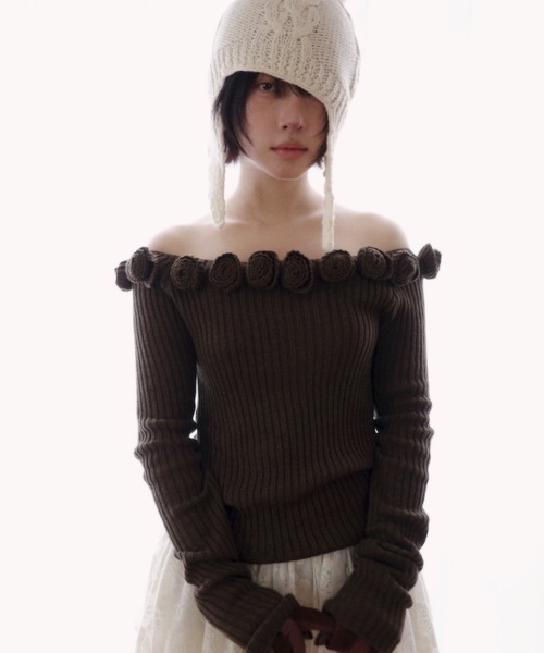 igi(イジ)の「ROSIE HUG KNIT / ローズニットトップス(ニット/セーター・レディース・ライトグリーン/ピンク/ブラウン・FREE)」の9枚目の写真