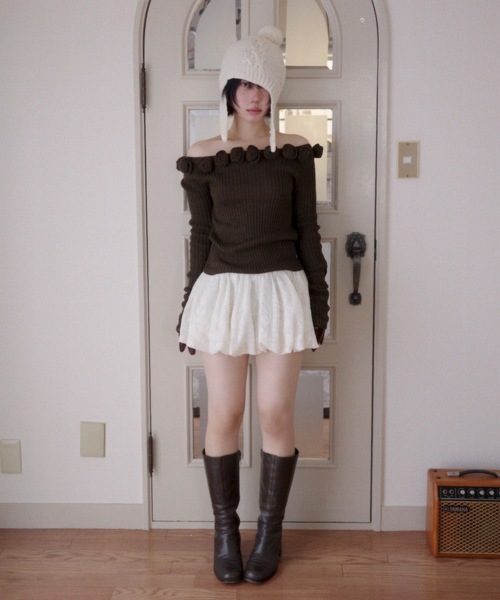 igi(イジ)の「ROSIE HUG KNIT / ローズニットトップス(ニット/セーター・レディース・ライトグリーン/ピンク/ブラウン・FREE)」の11枚目の写真