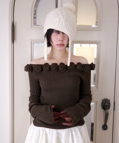 igi(イジ)の「ROSIE HUG KNIT / ローズニットトップス(ニット/セーター・レディース・ライトグリーン/ピンク/ブラウン・FREE)」の12枚目の写真
