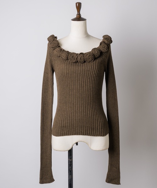 igi(イジ)の「ROSIE HUG KNIT / ローズニットトップス(ニット/セーター・レディース・ライトグリーン/ピンク/ブラウン・FREE)」の14枚目の写真
