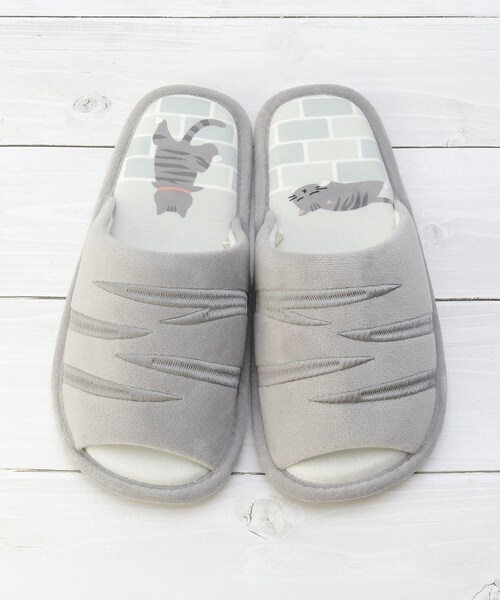 one'sterrace(ワンズテラス)の「和にゃんこ スリッパ サバ(ルームシューズ/スリッパ・レディース・グレー系4・99)」の5枚目の写真