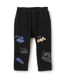 総柄カットデニムテーパードパンツ