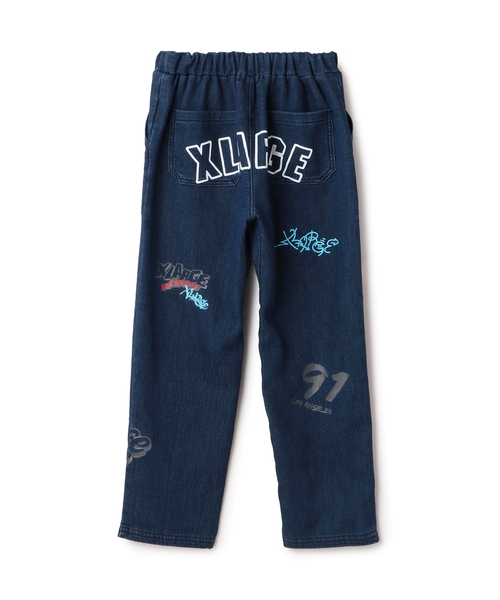 XLARGE KIDS（エクストララージキッズ）の「総柄カットデニムテーパードパンツ（デニムパンツ・キッズ・ブラック/ブルー・80ｃｍ/140cm/110cm/90cm/130cm/120cm/100cm）」の3枚目の写真